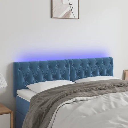 LED-Kopfteil aus dunkelblauem Samt, 144 x 7 x 78/88 cm von vidaXL, Kopf- und Fußteile - Ref: Foro24-3122000, Preis: 68,03 €, ...