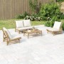 Gartenmöbel-Set 4-teilig aus Bambus und cremeweißen Kissen von vidaXL, Gartensets - Ref: Foro24-3156481, Preis: 531,98 €, Rab...