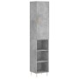 Aparador de madera contrachapada gris hormigón 34,5x34x180 cm