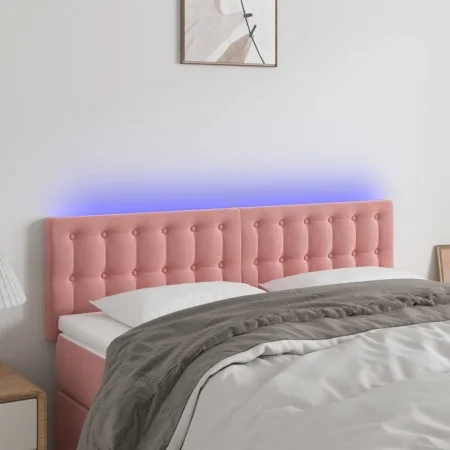 Rosa Samtkopfteil mit LED 144x5x78/88 cm von vidaXL, Kopf- und Fußteile - Ref: Foro24-3122099, Preis: 68,55 €, Rabatt: %