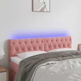 Pink velvet headboard with LED 144x7x78/88 cm by vidaXL, Headboards and footboards - Ref: Foro24-3122001, Price: 84,57 €, Dis...