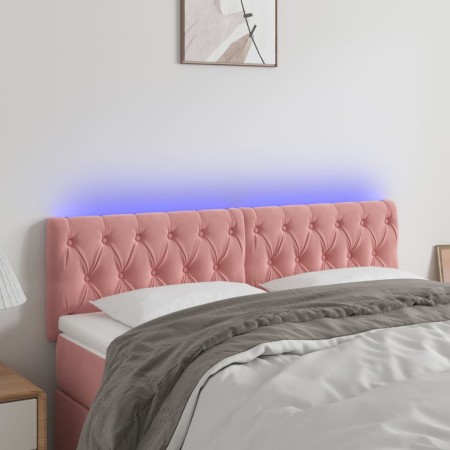 Rosa Samtkopfteil mit LED 144x7x78/88 cm von vidaXL, Kopf- und Fußteile - Ref: Foro24-3122001, Preis: 85,97 €, Rabatt: %