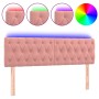 Rosa Samtkopfteil mit LED 144x7x78/88 cm von vidaXL, Kopf- und Fußteile - Ref: Foro24-3122001, Preis: 85,97 €, Rabatt: %