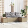 con almohada Ajustable 4 pcs Beige 239 x 117 x 37 cm