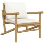 Set de muebles de jardín 4 piezas bambú y cojines blanco crema de vidaXL, Conjuntos de jardín - Ref: Foro24-3156471, Precio: ...