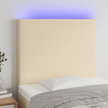 Headboard with LED lights cream fabric 100x5x118/128 cm by vidaXL, Headboards and footboards - Ref: Foro24-3122139, Price: 65...