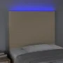 Headboard with LED lights cream fabric 100x5x118/128 cm by vidaXL, Headboards and footboards - Ref: Foro24-3122139, Price: 86...
