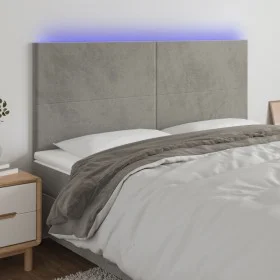 Hellgraues Samtkopfteil mit LED-Leuchten, 160 x 5 x 118/128 cm von vidaXL, Kopf- und Fußteile - Ref: Foro24-3122198, Preis: 1...