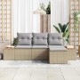 con almohada Ajustable 4 pcs Beige 239 x 117 x 37 cm