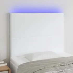 Kopfteil mit LED-Leuchten aus weißem Kunstleder, 90 x 5 x 118/128 cm von vidaXL, Kopf- und Fußteile - Ref: Foro24-3122223, Pr...