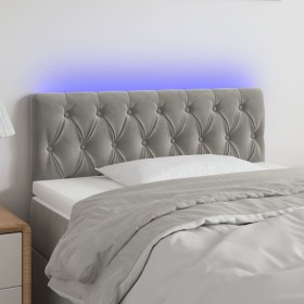 Cabecero con LED de terciopelo gris claro 90x7x78/88 cm