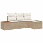 con almohada Ajustable 4 pcs Beige 239 x 117 x 37 cm