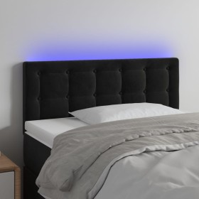 Kopfteil aus schwarzem Samt mit LED 100x5x78/88 cm von vidaXL, Kopf- und Fußteile - Ref: Foro24-3122090, Preis: 47,42 €, Raba...