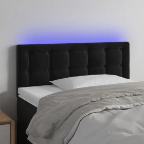Kopfteil aus schwarzem Samt mit LED 100x5x78/88 cm von vidaXL, Kopf- und Fußteile - Ref: Foro24-3122090, Preis: 49,84 €, Raba...