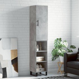 Aparador de madera contrachapada gris hormigón 34,5x34x180 cm
