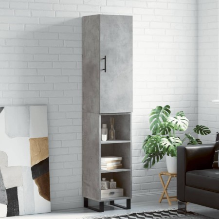 Aparador de madera contrachapada gris hormigón 34,5x34x180 cm
