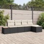 Conjunto de sofá de jardín con cojín 5 pcs Negro Poliratán