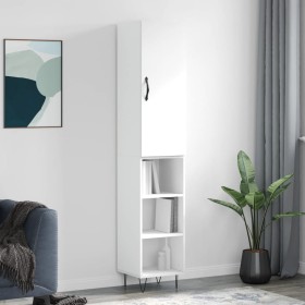 Aparador alto madera contrachapada blanco 34,5x34x180 cm