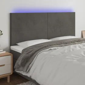 Kopfteil mit LED-Leuchten, dunkelgrauer Samt, 160 x 5 x 118/128 cm von vidaXL, Kopf- und Fußteile - Ref: Foro24-3122199, Prei...