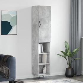 Aparador de madera contrachapada gris hormigón 34,5x34x180 cm