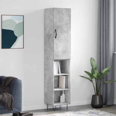 Aparador de madera contrachapada gris hormigón 34,5x34x180 cm