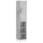 Aparador de madera contrachapada gris hormigón 34,5x34x180 cm