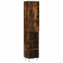 Aparador de madera contrachapada roble ahumado 34,5x34x180 cm