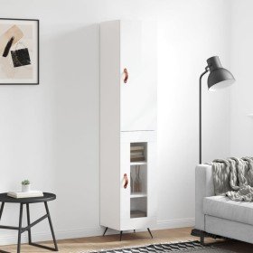 Aparador alto madera contrachapada blanco brillo 34,5x34x180 cm Aparador alto madera contrachapada blanco brillo 34,5x34x180 cm