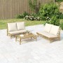 Gartenmöbel-Set 3-teilig aus Bambus und cremeweißen Kissen von vidaXL, Gartensets - Ref: Foro24-3156483, Preis: 528,26 €, Rab...