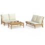 Gartenmöbel-Set 3-teilig aus Bambus und cremeweißen Kissen von vidaXL, Gartensets - Ref: Foro24-3156483, Preis: 528,26 €, Rab...