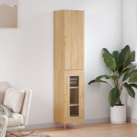 Aparador de madera contrachapada roble Sonoma 34,5x34x180 cm Aparador de madera contrachapada roble Sonoma 34,5x34x180 cm