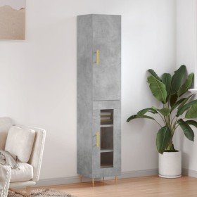 Aparador de madera contrachapada gris hormigón 34,5x34x180 cm Aparador de madera contrachapada gris hormigón 34,5x34x180 cm