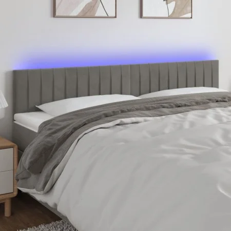 Light gray velvet headboard with LED 180x5x78/88 cm by vidaXL, Headboards and footboards - Ref: Foro24-3121910, Price: 66,08 ...