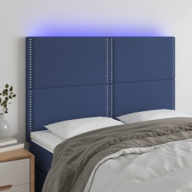 Cabecero con luces LED tela azul 144x5x118/128 cm de vidaXL, Cabeceros y pies de cama - Ref: Foro24-3122288, Precio: 91,10 €,...