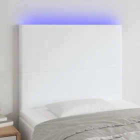 Kopfteil mit LED-Leuchten aus weißem Kunstleder, 80 x 5 x 118/128 cm von vidaXL, Kopf- und Fußteile - Ref: Foro24-3122217, Pr...