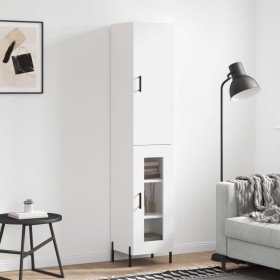 Aparador alto madera contrachapada blanco 34,5x34x180 cm