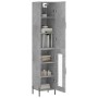 Aparador de madera contrachapada gris hormigón 34,5x34x180 cm