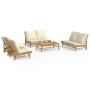 5-teiliges Gartenmöbel-Set aus Bambus mit cremeweißen Kissen von vidaXL, Gartensets - Ref: Foro24-3156485, Preis: 866,93 €, R...