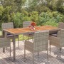 Mesa de jardín superficie de madera ratán PE gris 190x90x75 cm