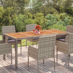 Mesa de jardín superficie de madera ratán PE gris 190x90x75 cm