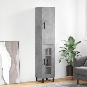 Aparador de madera contrachapada gris hormigón 34,5x34x180 cm