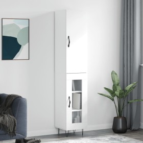 Aparador alto madera contrachapada blanco 34,5x34x180 cm