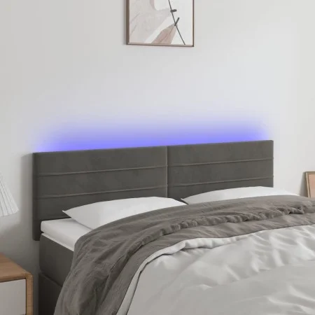 Dunkelgraues Samtkopfteil mit LED 144x5x78/88 cm von vidaXL, Kopf- und Fußteile - Ref: Foro24-3121801, Preis: 55,88 €, Rabatt: %