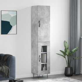 Aparador de madera contrachapada gris hormigón 34,5x34x180 cm