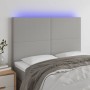 Headboard with LED lights light gray fabric 144x5x118/128 cm by vidaXL, Headboards and footboards - Ref: Foro24-3122142, Pric...
