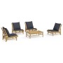5-teiliges Gartenmöbel-Set aus Bambus mit dunkelgrauen Kissen von vidaXL, Gartensets - Ref: Foro24-3156486, Preis: 516,91 €, ...