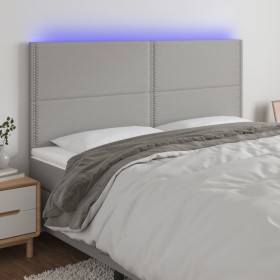 Cabecero con luces LED tela gris claro 200x5x118/128 cm de vidaXL, Cabeceros y pies de cama - Ref: Foro24-3122306, Precio: 10...
