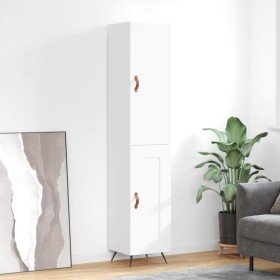 Aparador alto madera contrachapada blanco 34,5x34x180 cm