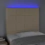 Kopfteil mit LED-Leuchten, cremefarbener Stoff, 100 x 5 x 118/128 cm von vidaXL, Kopf- und Fußteile - Ref: Foro24-3122419, Pr...