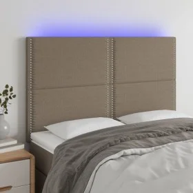 Cabecero con luces LED tela gris taupe 144x5x118/128 cm de vidaXL, Cabeceros y pies de cama - Ref: Foro24-3122286, Precio: 88...